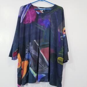 SAHARA London Multicolor Dolman Sleeves Oversize Tunic Blouse size S/M Lagelook